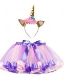 Baby Girl Mini Tutu Skirts 1 8t Fancy Kids Unicorn Headbanddress Summer New Rainbow Colorful Pettiskirt Little Girl Par