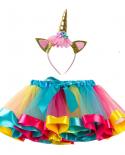 Baby Girl Mini Tutu Skirts 1 8t Fancy Kids Unicorn Headbanddress Summer New Rainbow Colorful Pettiskirt Little Girl Par