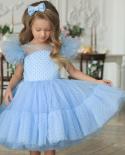 Summer Girl Dress Birthday Party Princess Dress Children  Polka Dots Gown Flower Girl Wedding Tutu Fluffy Dresses Vestid