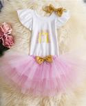 1 Year Babi Girl Clothes Set Newborn Infant Baby Unicorn Birthday Baptism Romper Tulle Tutu Princess Dress Kid Summer Co