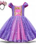 Cute Girl Party Dress With Headband Fancy Girl Sequined Purple Halloween Cosplay Vestido Baby Christmas Costume Events C