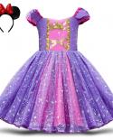 Cute Girl Party Dress With Headband Fancy Girl Sequined Purple Halloween Cosplay Vestido Baby Christmas Costume Events C