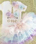 Rainbow Unicorn Dress Baby Girls Clothes 1year 1st Birthday Dress Party Dresses For Girl Toddler Kids Baptism Gown Tutu 