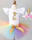 Rainbow Unicorn Dress Baby Girls Clothes 1year 1st Birthday Dress Party Dresses For Girl Toddler Kids Baptism Gown Tutu 