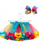 Baby Girls Christmas Skirt Tutu Rainbow Party Girls Skirt Childrens Princess Mini Skirt With Headband New Year Red Kids