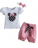 Summer Baby Girl Clothes Set Cotton Short Sleeve Ruffle Romper Tops Flower Short Pants Headband 3pcs Newborn Infant Outf