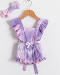 Baby Girl Summer Clothing Sets Newborn Baby Ruffle Sleeve Topsshorts Infantil Cotton Jogging Suits Toddler Girl Tie Dye