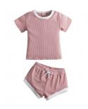 Newborn Baby Cotton Clothes Sets Uni Babe Topsshorts Toddler Girls Solid Color Outfits Little Boys Summer Casual Clothi