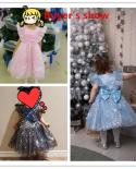 Party Princess Dress For Toddler Girls Newborn One Year Birthday Pink Sequined Tutu Ball Gown Baby Girl New Year Fluffy 