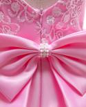 Cute Girl Pink Princess Dress Baby Girl 1st Birthday Party Bow Floral Wedding Costume Newborn Babi Beach Festival Fluffy