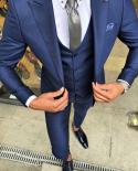 Dark Blue Slim Fit Mens Suits Fashion Style Wedding Blazer Sets Casual Coat Design 3 Pieces Jacketpantsvest Terno Mas