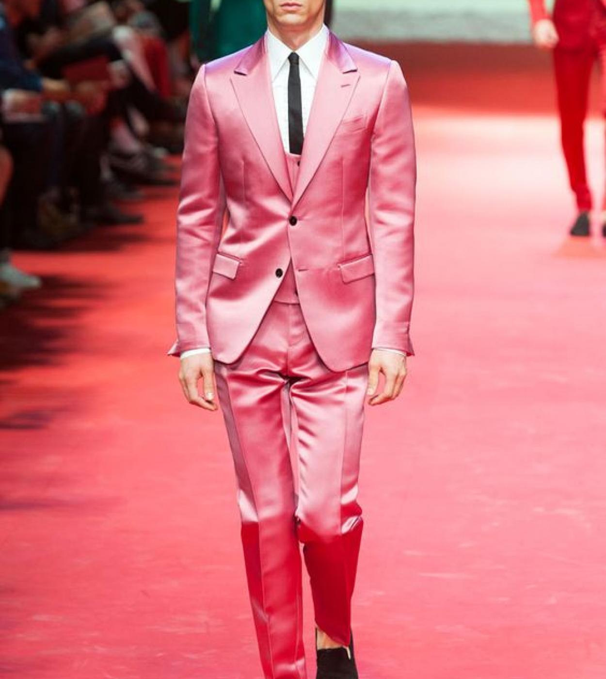 Latest Coat Pant Designs Hot Pink Satin Men Suit Custom Slim Fit Tuxedo 3 Piece Gentle Suits Prom Party Blazer Terno Mas