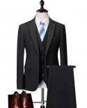 Mens Autumn And Winter Business Casual Solid Color Woolen Suit Long Sleeved 3 Piece Slim Fit Large Size M 6xl New Rear 
