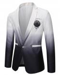 Mens Spring And Autumn 4 Colors Optional Gradient Suit Long Sleeved Jacket Slim Casual No Slit Three Dimensional Patch 