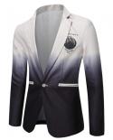 Mens Spring And Autumn 4 Colors Optional Gradient Suit Long Sleeved Jacket Slim Casual No Slit Three Dimensional Patch 
