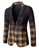 Mens Spring And Autumn New Gradient Plaid Small Suit Jacket Casual Slim Daily Suit Collar Three Dimensional Patch Pocke