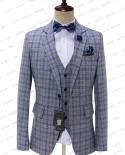 2023 New Style Fashion Boutique Lattice Formal Business Mens Suit Set Groom Wedding Dress Plaid Suit 3pces Jacketpants