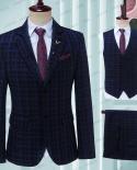 2023 New Mens Fashion Boutique Lattice Business Casual Suit Stage Groom Wedding Dress Performance Costume Blazer Vest P