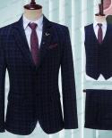 2023 New Mens Fashion Boutique Lattice Business Casual Suit Stage Groom Wedding Dress Performance Costume Blazer Vest P