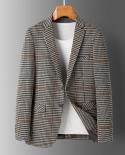 Autumn Men Suit Coat Plaid Jacket Business Casual Blazer Slim Fit Trajes De Hombre Single Breasted Young Men Clothing Po