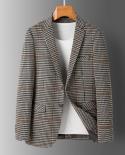 Autumn Men Suit Coat Plaid Jacket Business Casual Blazer Slim Fit Trajes De Hombre Single Breasted Young Men Clothing Po