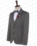 2023 Grey High End Brand Boutique Luxury Fashion Plaid Stripe Mens Formal Business Office Casual Suit Groom Wedding Part