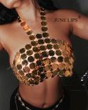 June Lips Womens Shiny Sequin Tank Top Sleeveless Slim Fitting Summer  Club Street Clothes