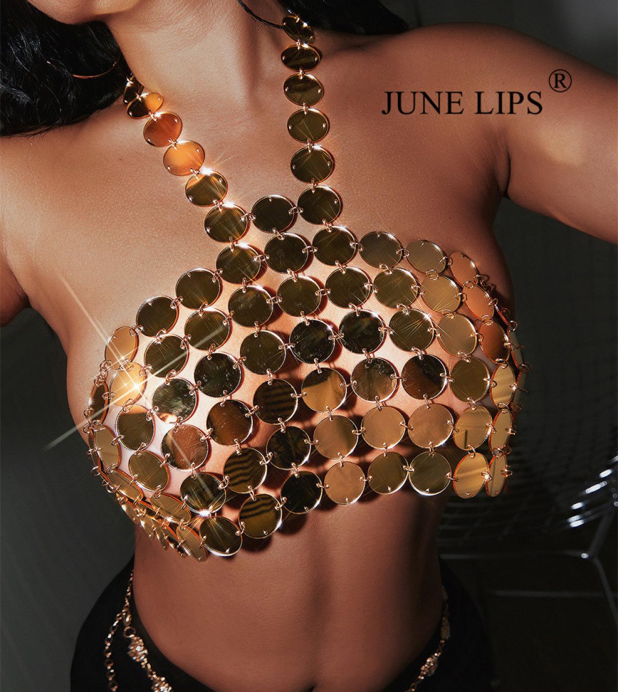 June Lips Womens Shiny Sequin Tank Top Sleeveless Slim Fitting Summer  Club Street Clothes
