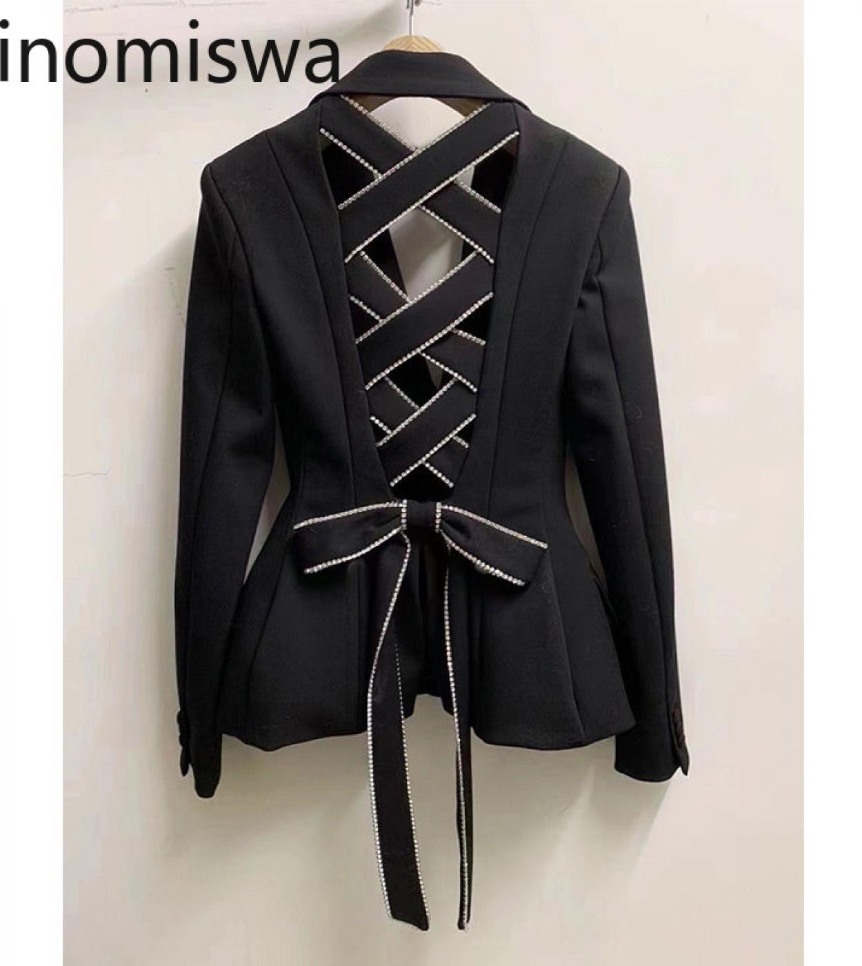 Tinomiswa Bandage Backless  Blazers Women Notched Long Sleeve Single Breasted Blazers Solid Color Casual Fashion Suits H
