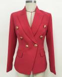 High Quality Newest 2022 Designer Jacket Womens Classic Double Breasted Metal Lion Buttons Slim Fitting Blazer Coral  B