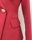 High Quality Newest 2022 Designer Jacket Womens Classic Double Breasted Metal Lion Buttons Slim Fitting Blazer Coral  B