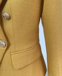 High Quality Newest 2023 Designer Blazer Womens Classic Lion Buttons Double Breasted Slim Fitting Textured Blazer Jacke