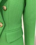 High Quality 2023 New Fashion Designer Blazer Womens Classic Lion Buttons Double Breasted Slim Fitting Textured Blazer 