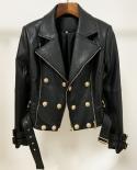High Quality 2022 New Designer Leather Jacket Womens Lion Buttons Double Zippers Biker Leather Motorcycle Jacket  Faux 