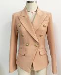 High Quality Newest 2022 Designer Jacket Womens Classic Double Breasted Lion Buttons Slim Fitting Blazer Color Nude  Bl