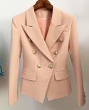 High Quality Newest 2022 Designer Jacket Womens Classic Double Breasted Lion Buttons Slim Fitting Blazer Color Nude  Bl