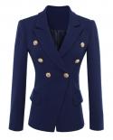 High Quality New Fashion 2022 Designer Blazer Jacket Womens Gold Buttons Navy Blue Double Breasted Blazer Outerwear Siz