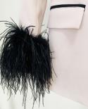High Street Newest 2023 Designer Womens Color Block Stylish Feather Embellished Petal Sleeve Hidden Breasted Long Blaze