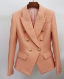 High Quality Newest 2022 Designer Blazer Jacket Womens Metal Lion Buttons Double Breasted Slim Fitting Textured Blazer 