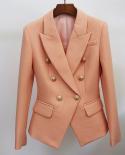 High Quality Newest 2022 Designer Blazer Jacket Womens Metal Lion Buttons Double Breasted Slim Fitting Textured Blazer 