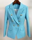 High Quality Newest 2022 Baroque Designer Blazer Jacket Womens Classic Metal Lion Buttons Double Breasted Slim Fitting 