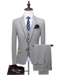 Suit Coat Vest Pants 3 Pcs Set Men Fashion Solid Color Business Professional Wear Fashion Dress Blazer Jacket Trousers W