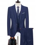 3 Pieces Suit Set Jacket Vest Pants  Fashion Mens Casual Boutique Business Wedding Groom Formal Dress Blazers Coat Tro