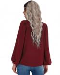 Tetyseysh Womens Solid Colour Round Neck Pullover Blouse Loose Fitting Shirt Elegant Office Lady Tops Clothing Streetwe