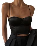 Womens  Tanks Tops Vest Ladies Solid Color Sleeveless Spaghetti Strap Crop Tops Low Cut Tees For Summer Whiteblack Cami