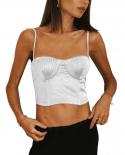 Womens  Tanks Tops Vest Ladies Solid Color Sleeveless Spaghetti Strap Crop Tops Low Cut Tees For Summer Whiteblack Cami