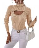 Tetyseysh Two Piece Womens Ribbed Cropped Tops Skinny Slim Basic Autumn Solid Ribbed Sling Vest And High Neck Short Kni