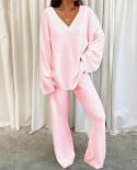 Tetyseysh Pajama Sets Women Winter Comfortable Long Sleeve Pullover Tops And Pants Sleepwear Two Piece Suit Home Warm Ou