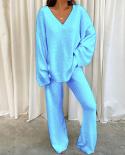 Tetyseysh Pajama Sets Women Winter Comfortable Long Sleeve Pullover Tops And Pants Sleepwear Two Piece Suit Home Warm Ou