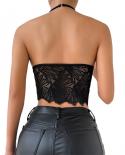 Women Solid Color Hollow Out Lace Cropped Tank Tops Underwear  Ladies Fashion Basic Tube Tops Y2k Chic Bodycon Camis